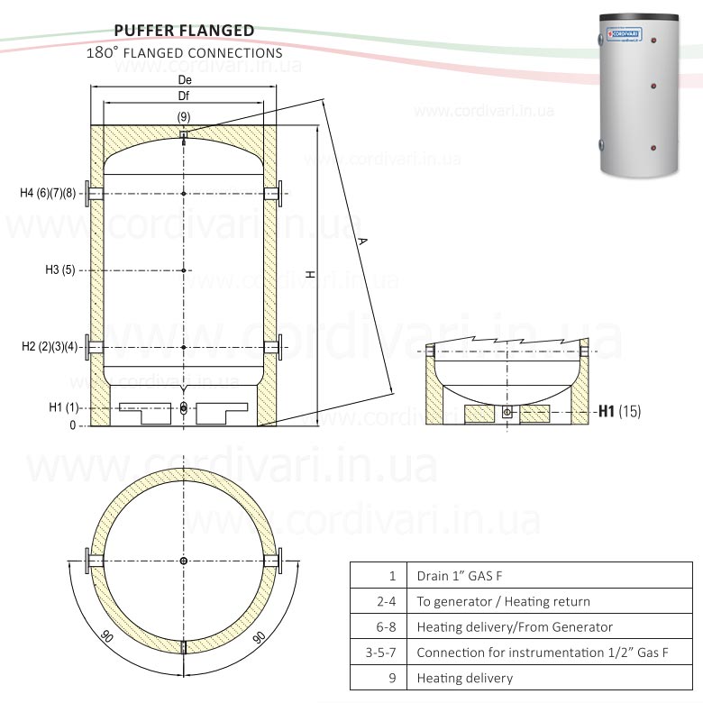 PUFFER FLANGED 180° Розміри|replace:'